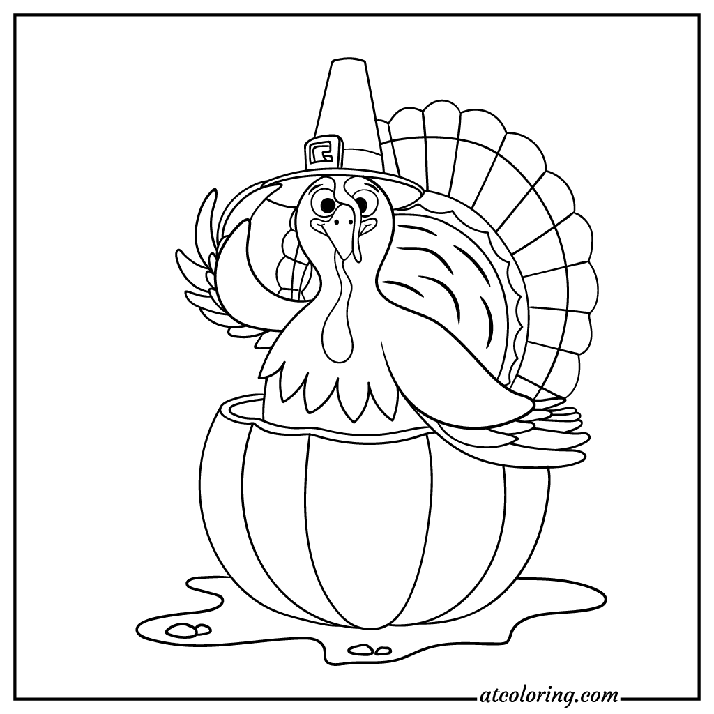 Fun turkey bird n pumpkin thanksgiving coloring pages
