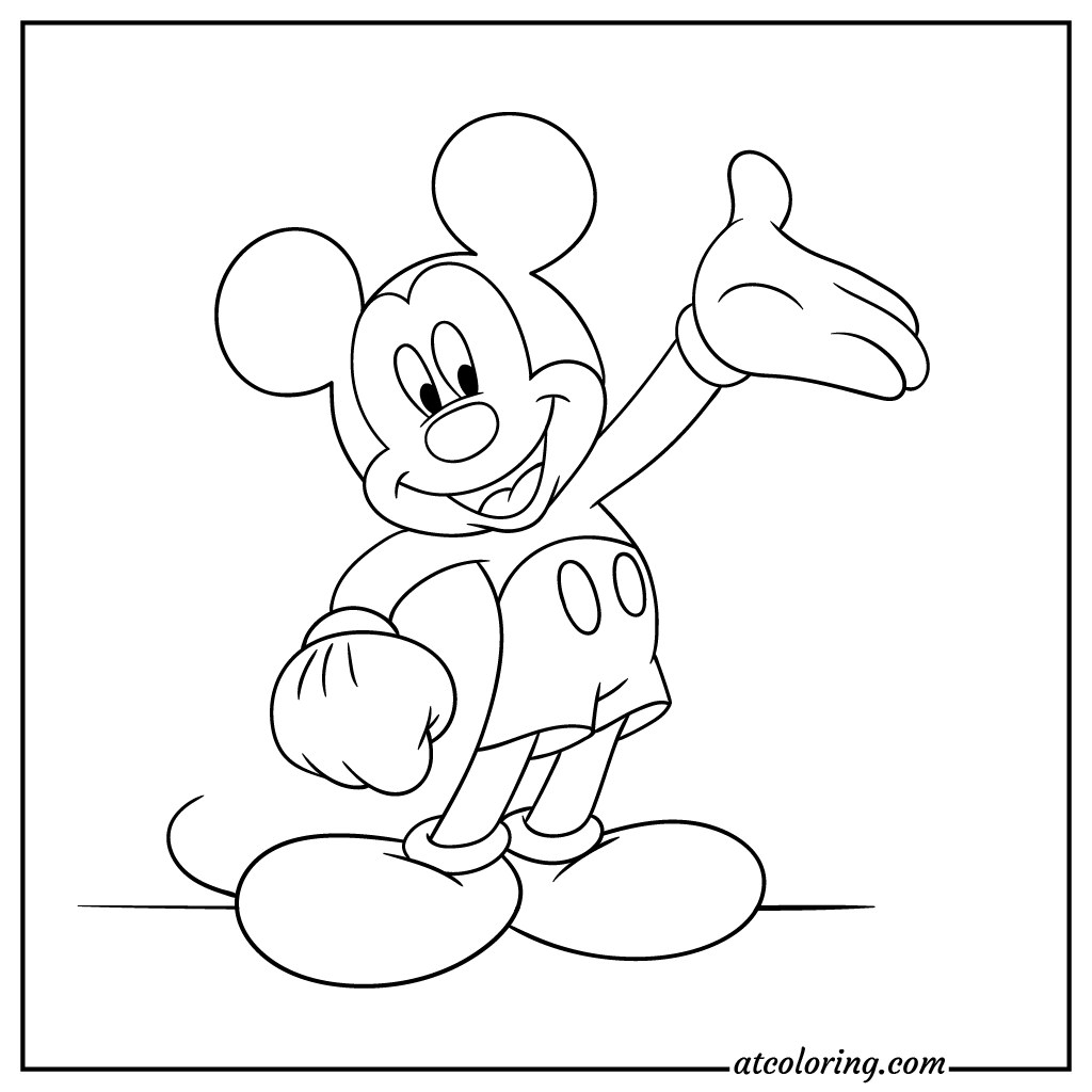 Mickey mouse say hello coloring pages