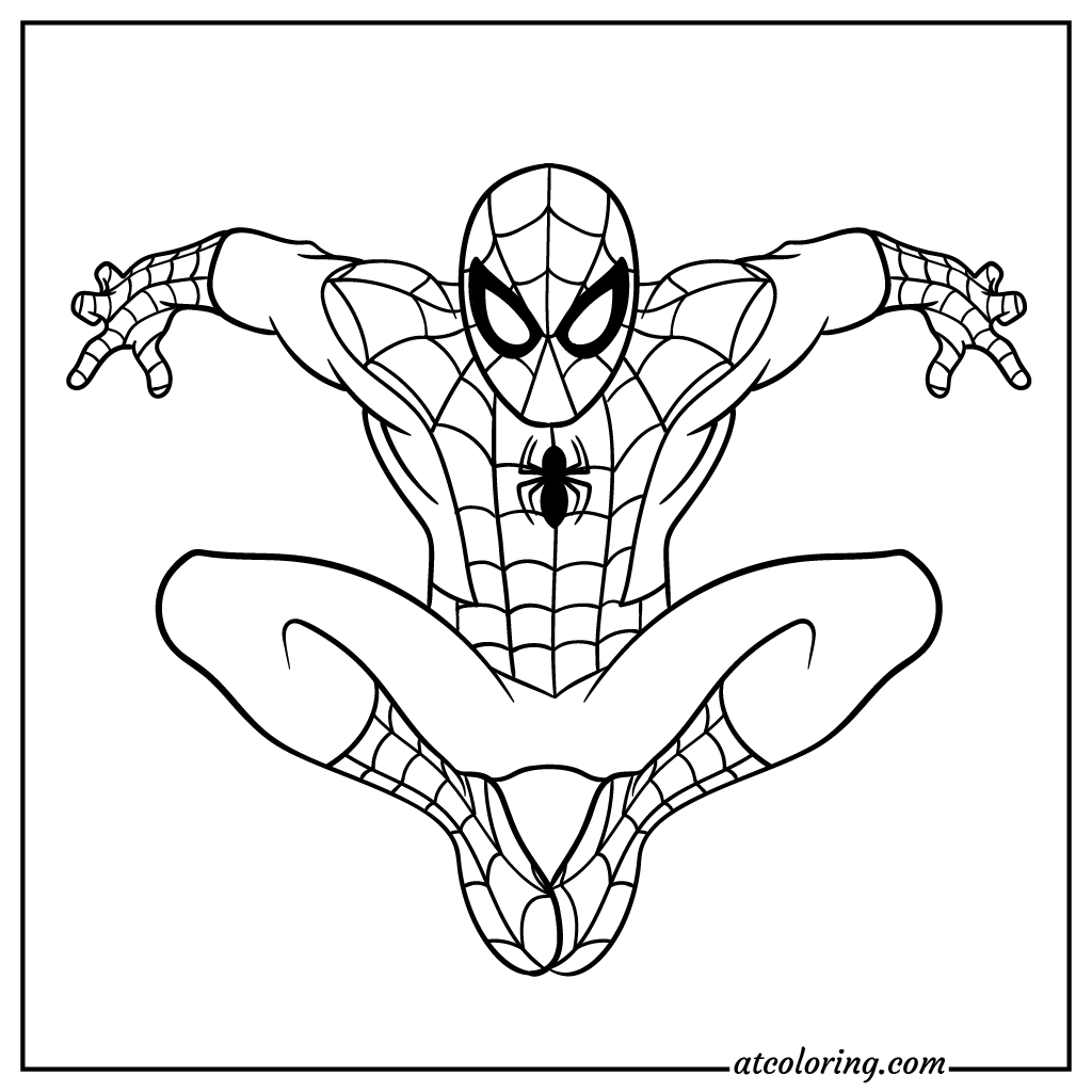 Spiderman high jumps coloring pages